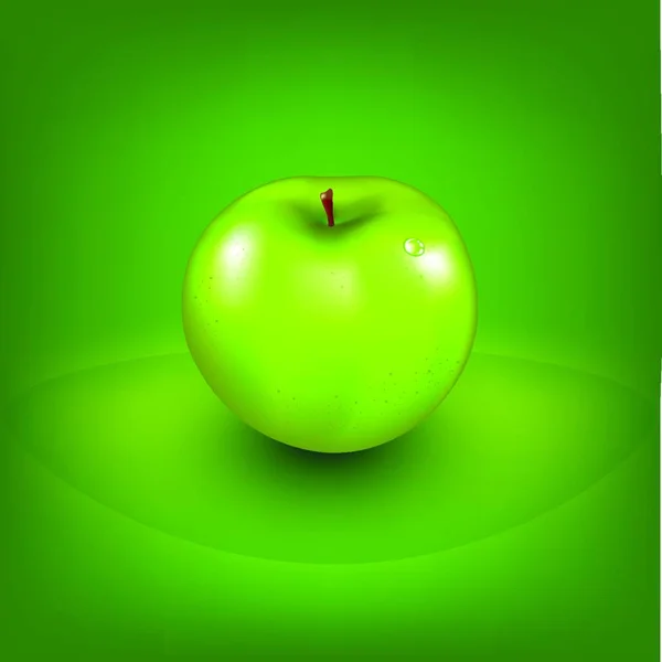 Fresh Green Apple Colorful Vector Illustration — Stock Vector