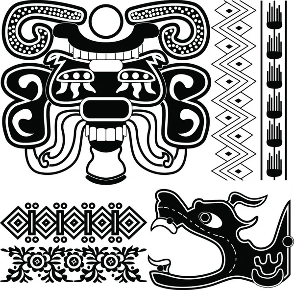 ドラゴンを持つ古代アメリカ パターン — ストックベクタ