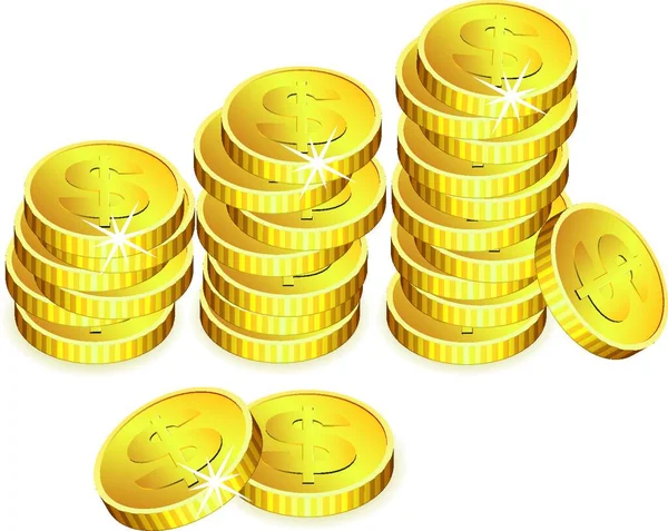 Monedas Oro Vector Ilustración — Vector de stock