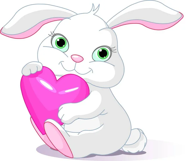 Illustrazione Del Coniglio Tiene Cuore Amore — Vettoriale Stock