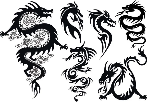 Illustration Tatouage Dragon Vecteur — Image vectorielle
