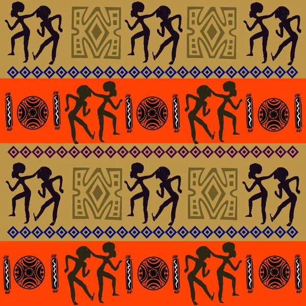 Illustratie Van Afrikaanse Decoratieve Silhouetten — Stockvector
