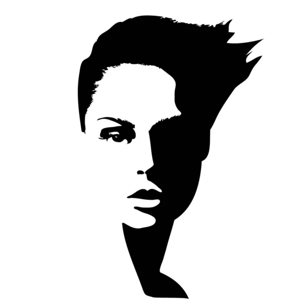 Schönes Frauenporträt Mit Stylischem Haarschnitt — Stockvektor