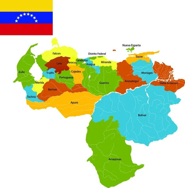 Illustration Der Bezirke Venezuelas — Stockvektor