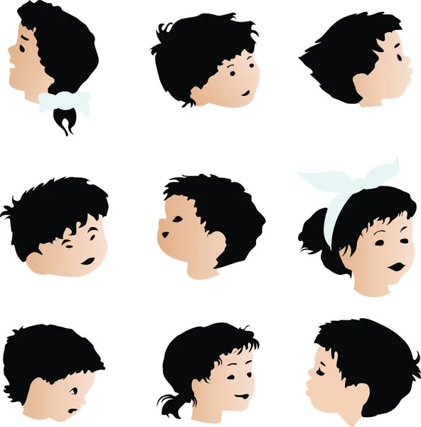 Ilustración Los Rostros Los Niños Expresiones — Archivo Imágenes Vectoriales