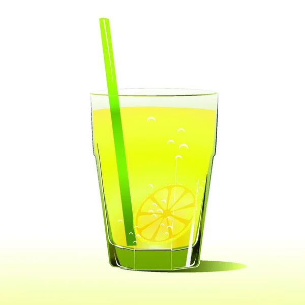 Bicchiere Limonata Con Paglia — Vettoriale Stock