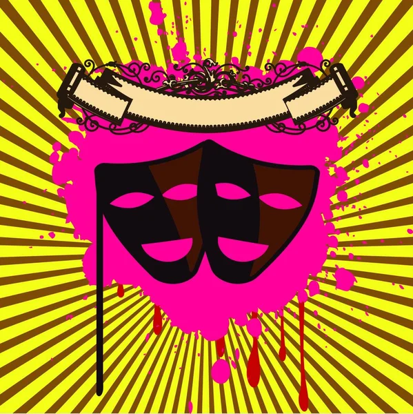 Fond Rétro Avec Masque Éclaboussure Bannière — Image vectorielle