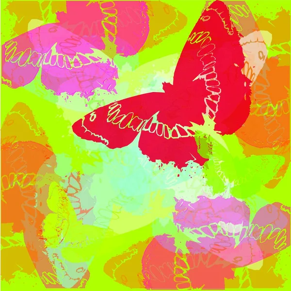 Papillons Sur Fond Printemps — Image vectorielle