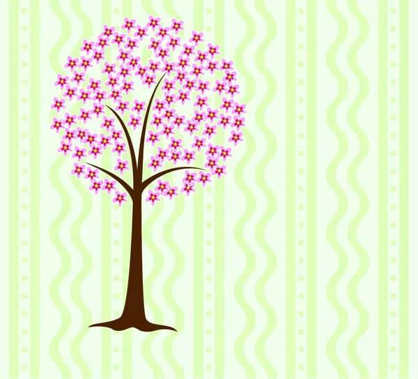 开花的矢量插画树 — 图库矢量图片