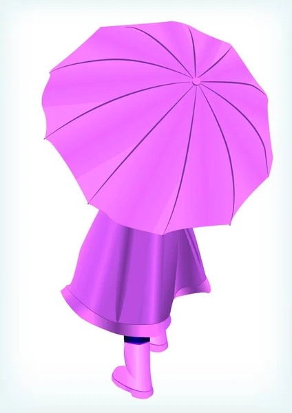 带着雨伞的女孩 五彩缤纷的矢量插图 — 图库矢量图片
