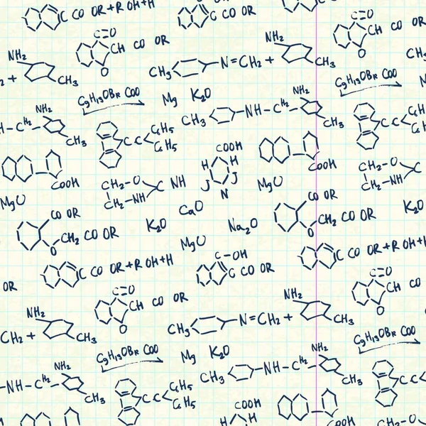 Abstraktní Vzorce Chemie Listu Cvičebnice — Stockový vektor