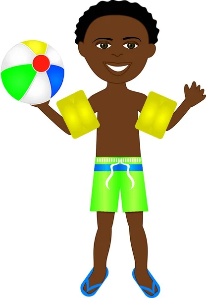 Afro Boy Swimsuit Graphic Vector Illustration — Stock Vector