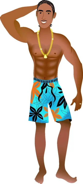 Beach Guy Illustration Vectorielle Graphique — Image vectorielle