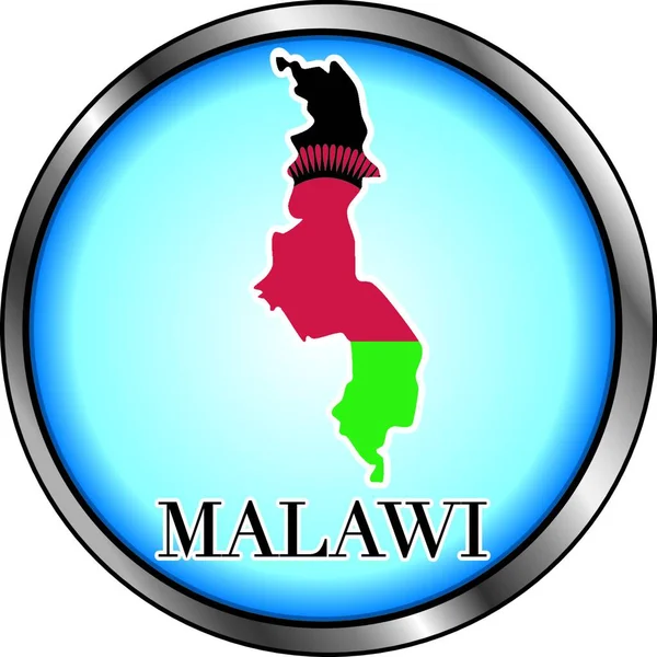 Malawi Yuvarlak Düğmesi Renkli Vektör Illüstrasyonu — Stok Vektör