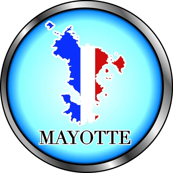 Mayotte Botón Redondo Ilustración Vectorial Color — Vector de stock