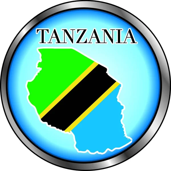 Tanzanya Yuvarlak Düğmesi Vektör Illüstrasyonu — Stok Vektör