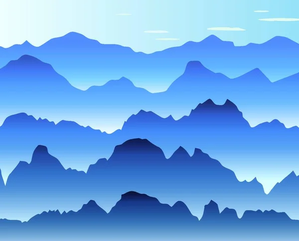 Векторный Голубой Утренний Туман Горах — стоковый вектор