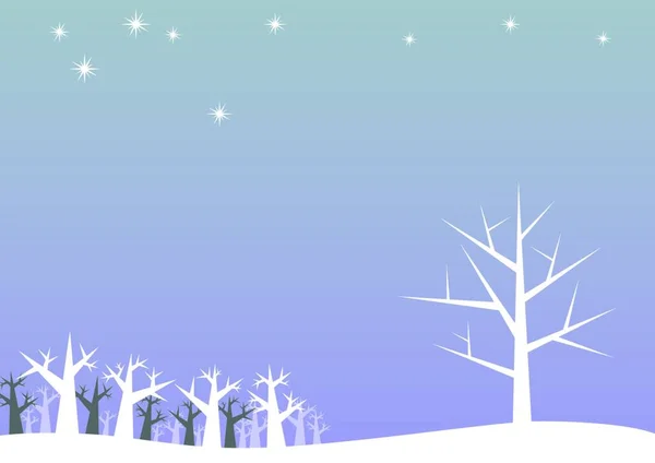 White Trees Winter Night — Stock Vector