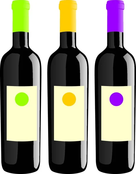Botellas Vino Forma Clásica — Vector de stock