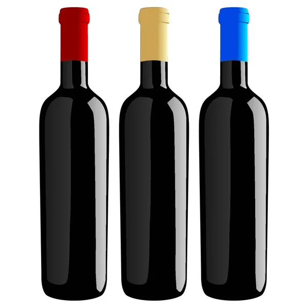 Bottiglie Vino Dalla Forma Classica — Vettoriale Stock