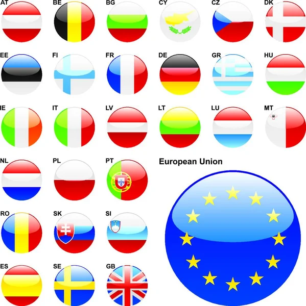 Państwa Członkowskie Unii Europejskiej Kształcie Przycisków Internetowych — Wektor stockowy