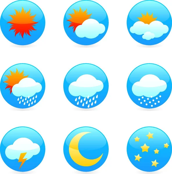 Iconos Meteorológicos Aislados Vector Ilustración — Vector de stock