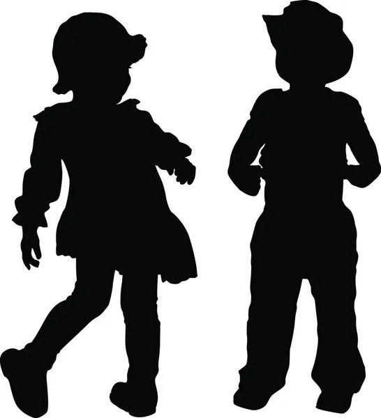 Illustrazione Delle Silhouette Dei Bambini — Vettoriale Stock
