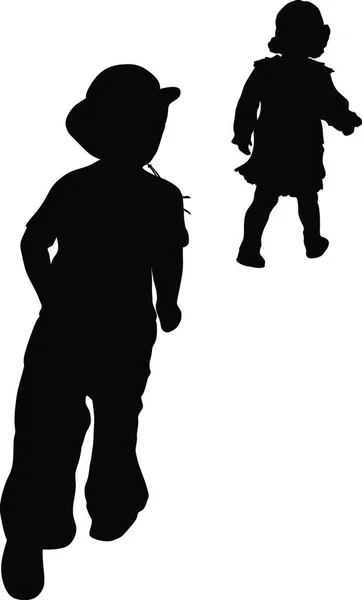 Illustration Der Silhouetten Von Kindern — Stockvektor