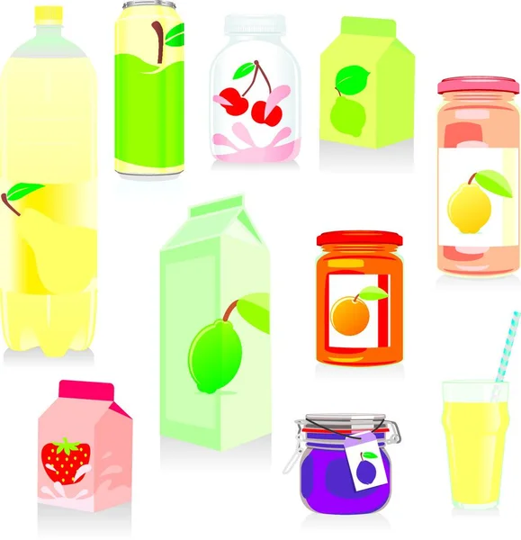Illustration Des Récipients Fruits Isolés — Image vectorielle