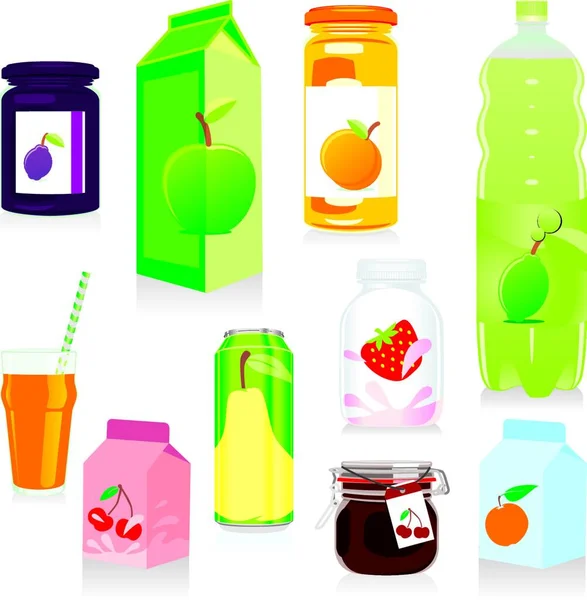 Illustration Des Récipients Fruits Isolés — Image vectorielle