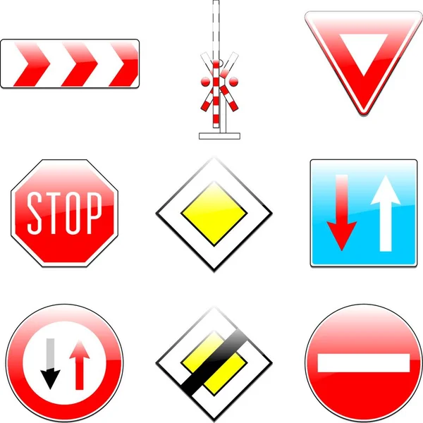 ヨーロッパの道路標識のイラストは — ストックベクタ