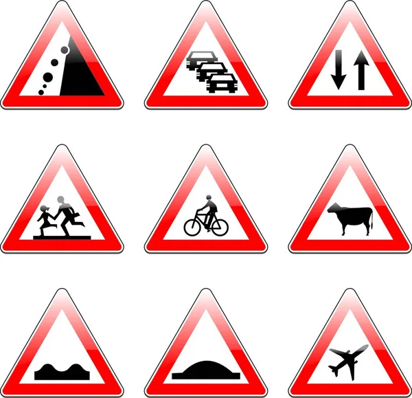 ヨーロッパの道路標識のイラストは — ストックベクタ