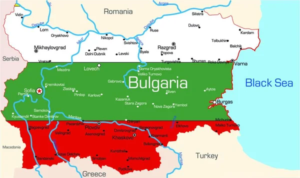 Illustrazione Mappa Bulgaria — Vettoriale Stock