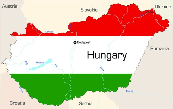 Illustrazione Mappa Ungheria — Vettoriale Stock