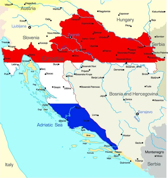 Εικονογράφηση Χάρτη Της Κροατίας — Διανυσματικό Αρχείο