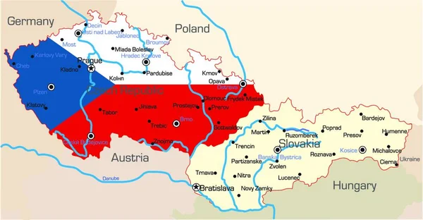Ilustração Mapa República Checa —  Vetores de Stock