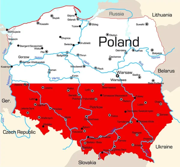 Mappa Illustrativa Della Polonia — Vettoriale Stock