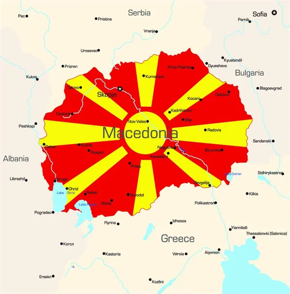 Illustrationskarte Von Mazedonien — Stockvektor