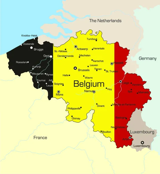 Mapa Ilustración Bélgica — Vector de stock