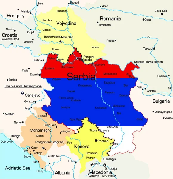 Ilustração Mapa Sérvia — Vetor de Stock
