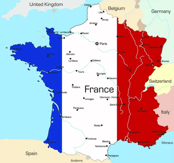 Иллюстрационная Карта Франции — стоковый вектор