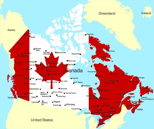 Illustration Karta Över Kanada — Stock vektor
