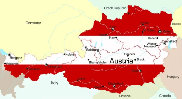 Mapa Ilustración Austria — Vector de stock
