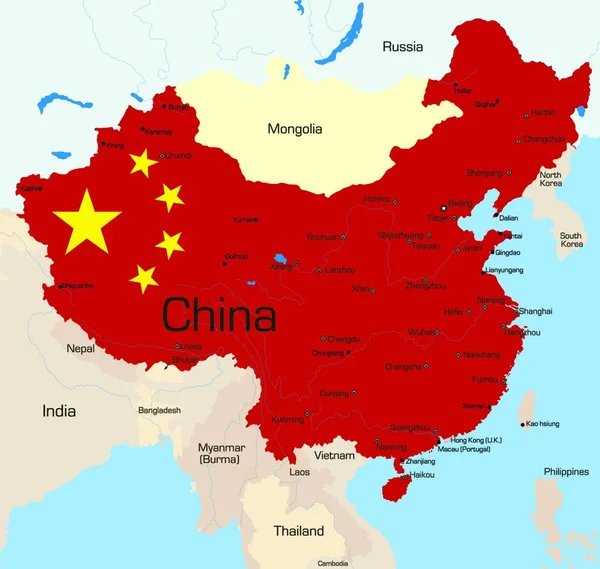 Mapa Ilustración China — Archivo Imágenes Vectoriales