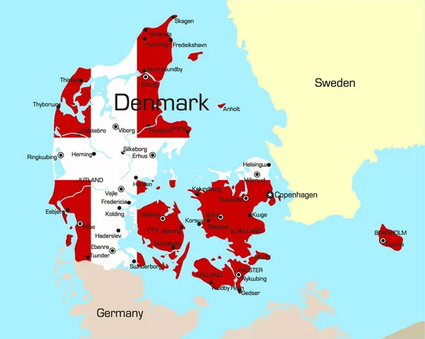 Dánia Térkép Vektoros Illusztráció — Stock Vector