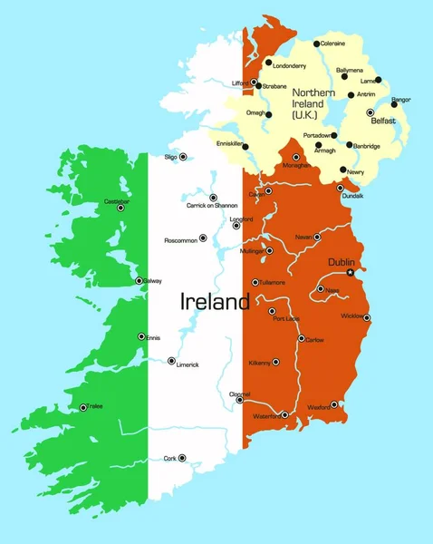 Иллюстрационная Карта Ирландии — стоковый вектор