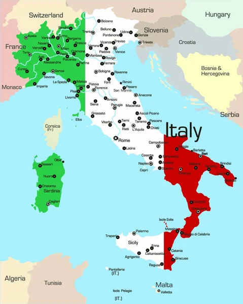 Mappa Illustrativa Dell Italia — Vettoriale Stock