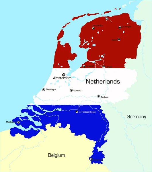Illustration Karte Der Niederlande — Stockvektor