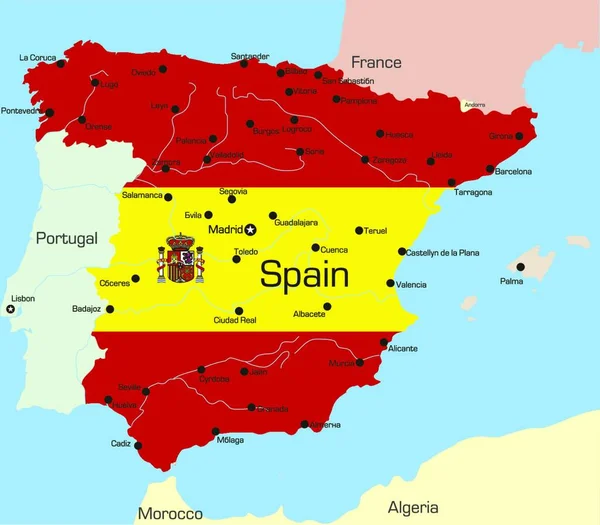 Иллюстрационная Карта Испании — стоковый вектор