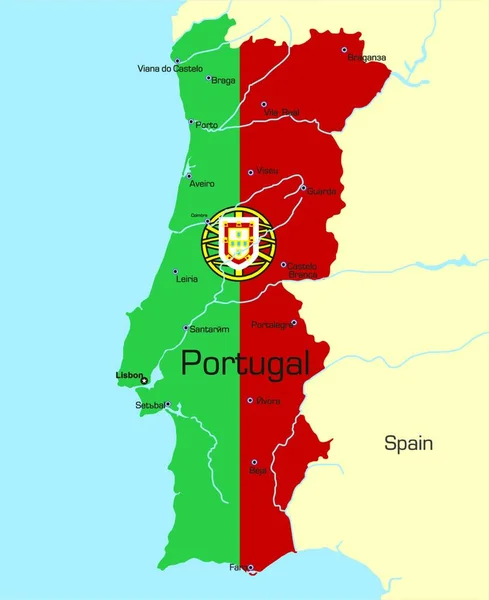 Illustration Map Portugal — Stock Vector